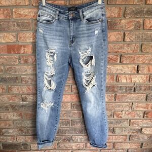 Judy Blue Boyfriend Fit Size 3 26‎ Light Blue Jeans Pants Light Wash Distressed